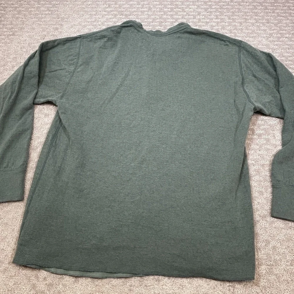 L.L. Bean Shirt Mens XL Reg Henley Wool Blend Two Layer Green